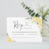 Elegant Yellow Wedding RSVP Card (Staand voorkant)