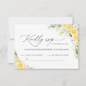 Elegant Yellow Wedding RSVP Card Kaartje (Voorkant)