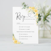 Elegant Yellow Wedding RSVP Card Kaartje (Staand voorkant)