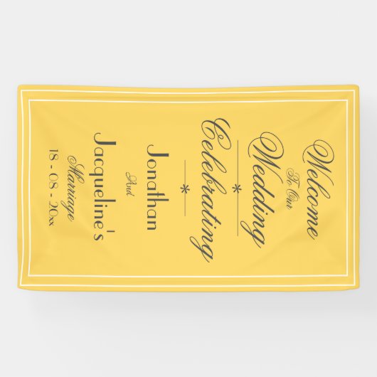 Elegant Yellow Wedding Welcome Banner Backdrop (Horizontaal)