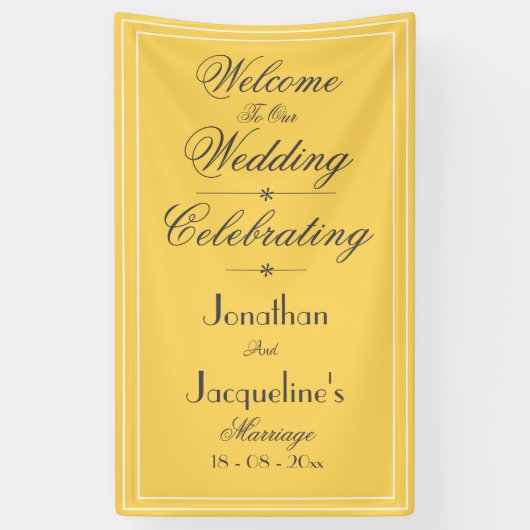 Elegant Yellow Wedding Welcome Banner Backdrop (Verticaal)