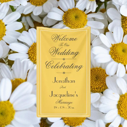 Elegant Yellow Wedding Welcome Banner Backdrop