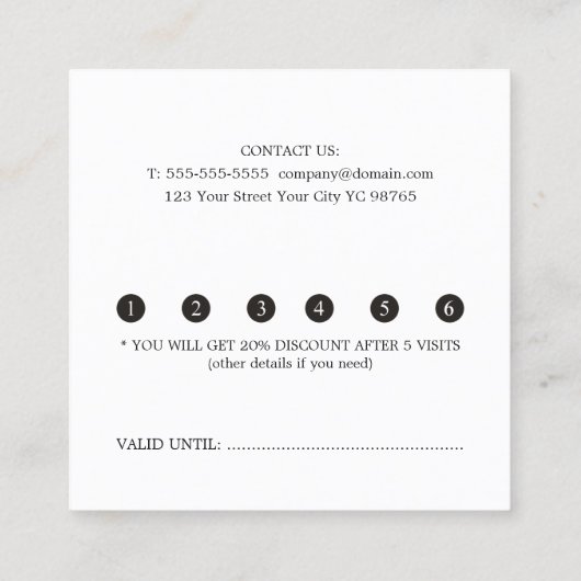 Elegant Yellow White Beauty Salon Loyalty Kaart (Achterkant)