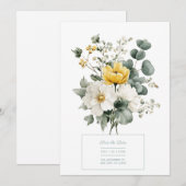 Elegant Yellow White Floral Eucalyptus Watercolor Kaart (Voorkant / Achterkant)