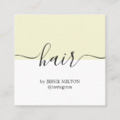 Elegant Yellow White Hairdresser Vierkante Visitekaartje (Voorkant)