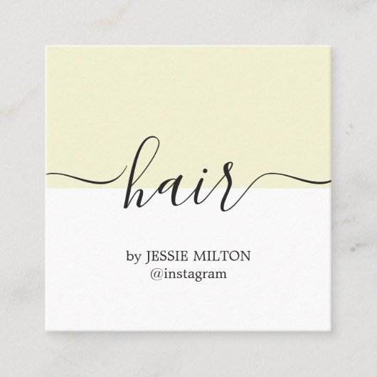 Elegant Yellow White Hairdresser Vierkante Visitekaartje (Voorkant)
