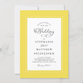 Elegant Yellow & White Wedding Moderne Calligrafie Kaart