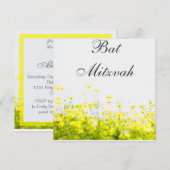 Elegant Yellow Wildbloemen Bat Mitzvah Uitnodiging (Voorkant / Achterkant)