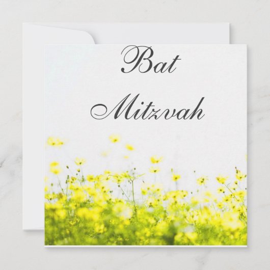 Elegant Yellow Wildbloemen Bat Mitzvah Uitnodiging (Voorkant)