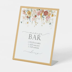 Elegant Yellow Wilde Vrijgezellenfeest Mimosa Bar Reclamebord Met Voetstuk