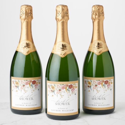 Elegant Yellow Wilde Waterverf Vrijgezellenfeest Sparkling Wijnetiket (Flessen)