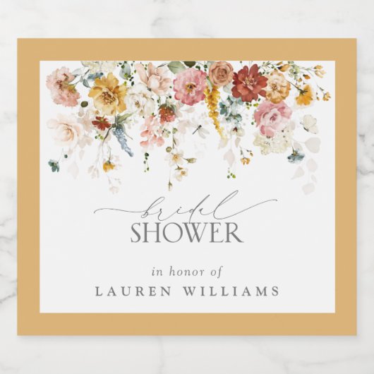 Elegant Yellow Wilde Waterverf Vrijgezellenfeest Sparkling Wijnetiket (Enkel label)