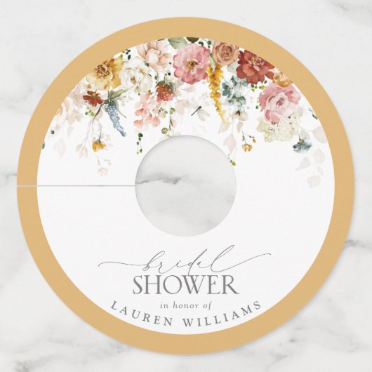 Elegant Yellow Wilde Waterverf Vrijgezellenfeest Wijnglaslabel (Achterkant)