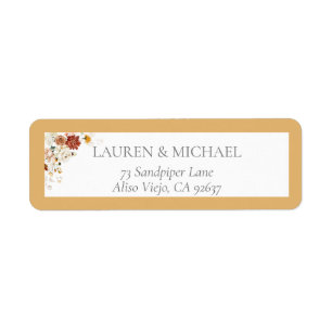 Elegant Yellow Wildflower Bridal Return Address Etiket