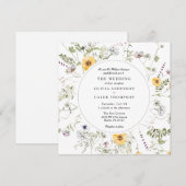Elegant Yellow Wildflower Greenery Lijst Weddensch Kaart (Voorkant / Achterkant)