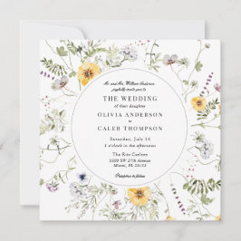 Elegant Yellow Wildflower Greenery Lijst Weddensch Kaart