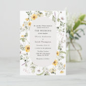 Elegant Yellow Wildflower Greenery Lijst Wedding Kaart (Staand voorkant)