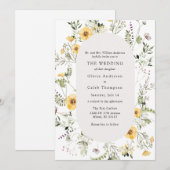 Elegant Yellow Wildflower Greenery Lijst Wedding Kaart (Voorkant / Achterkant)