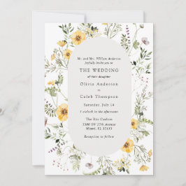Elegant Yellow Wildflower Greenery Lijst Wedding Kaart