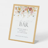 Elegant Yellow Wildflower Shower Bouquet Bar Reclamebord Met Voetstuk (Voorkant)