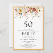 Elegant Yellow Wildflower Waterverf 50e verjaardag Kaart (Voorkant)