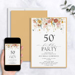 Elegant Yellow Wildflower Waterverf 50e verjaardag Kaart<br><div class="desc">Maak je 50ste verjaardag speciale viering met deze prachtige Elegant Yellow Wildflower Waterverf Birthday Uitnodiging. Het is voorzien van een tuinen zonder tijdsduur voor waterverf en wilde bloemen, die deskundig geaccentueerd zijn met moderne en stijlvolle, met de hand geschreven kalligrafie. Ideaal voor een 50e verjaardag of lunch! Deze verbluffende uitnodiging...</div>