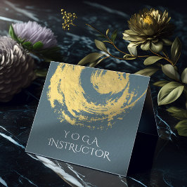 Elegant YOGA Blue & Gold ZEN Symboolestrijken Vierkante Visitekaartje