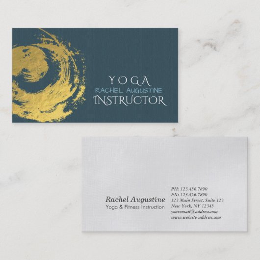 Elegant YOGA Blue & Gold ZEN Symboolestrijken Visitekaartje (Voorkant / Achterkant)