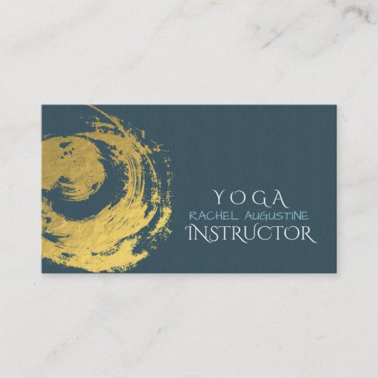 Elegant YOGA Blue & Gold ZEN Symboolestrijken Visitekaartje (Voorkant)