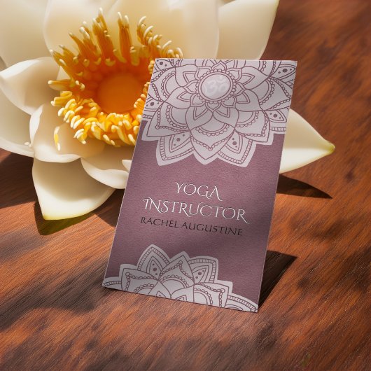 Elegant Yoga Floral Mandala OM Paars leder Visitekaartje