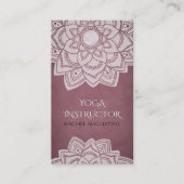 Elegant Yoga Floral Mandala OM Paars leder Visitekaartje (Voorkant)
