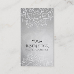 Elegant Yoga Floral Mandala Om Symbol Silver Foil Visitekaartje