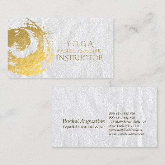 Elegant YOGA Gold Foil Brushstrokes ZEN Symbool Bu Visitekaartje (Voorkant / Achterkant)