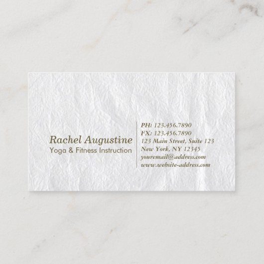 Elegant YOGA Gold Foil Brushstrokes ZEN Symbool Bu Visitekaartje (Achterkant)