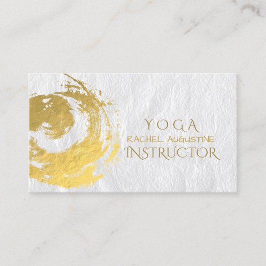 Elegant YOGA Gold Foil Brushstrokes ZEN Symbool Bu Visitekaartje (Voorkant)