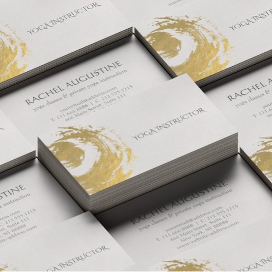 Elegant YOGA Gold Foil Brushstrokes ZEN Symbool Visitekaartje