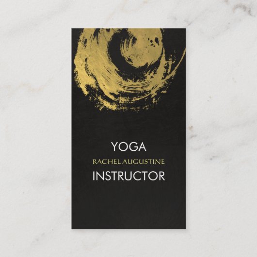 Elegant YOGA Gold Foil Brushstrokes ZEN Symbool Visitekaartje (Voorkant)