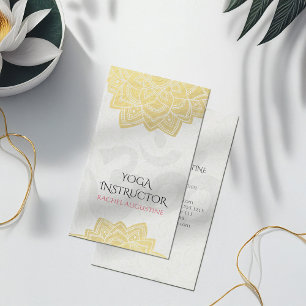 Elegant Yoga Gold Foil Floral Mandala & Om Symbol Visitekaartje