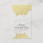 Elegant Yoga Gold Foil Floral Mandala & Om Symbol Visitekaartje (Voorkant)