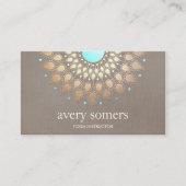 Elegant Yoga Gold Lotus Mandala Taupe Linen Visitekaartje (Voorkant)