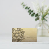 Elegant YOGA Instructor Black Gold Floral Mandala Visitekaartje (Staand voorkant)