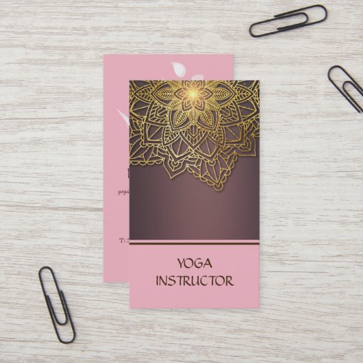 Elegant Yoga Instructor BlackWhite Floral Mandala Visitekaartje (Voorkant / Achterkant in situ)