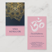 Elegant Yoga Instructor BlackWhite Floral Mandala Visitekaartje (Voorkant / Achterkant)
