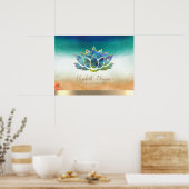 Elegant Yoga Instructor Blue Lotus Poster (Keuken)