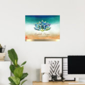 Elegant Yoga Instructor Blue Lotus Poster (Thuiskantoor)
