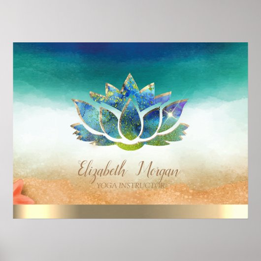 Elegant Yoga Instructor Blue Lotus Poster (Voorkant)
