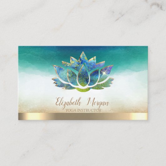 Elegant Yoga Instructor Blue Lotus Visitekaartje (Voorkant)
