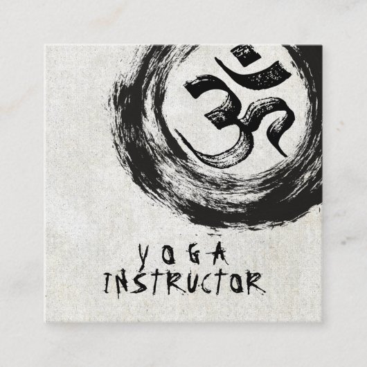 Elegant YOGA Instructor Calligraphy ZEN OM Symbol Vierkante Visitekaartje (Voorkant)