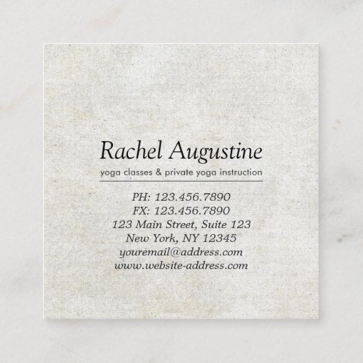 Elegant YOGA Instructor Calligraphy ZEN OM Symbol Vierkante Visitekaartje (Achterkant)