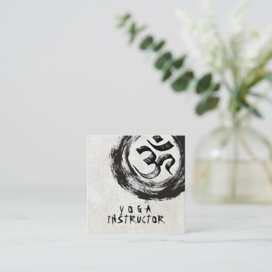 Elegant YOGA Instructor Calligraphy ZEN OM Symbol Vierkante Visitekaartje (Staand voorkant)